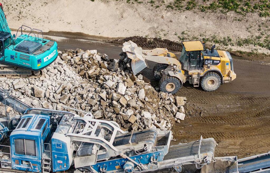 A92 Baustelle mit Baumaschinen