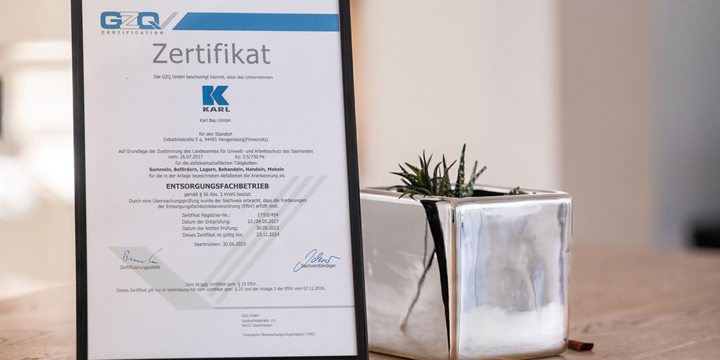 Zertifikat Entsorgung