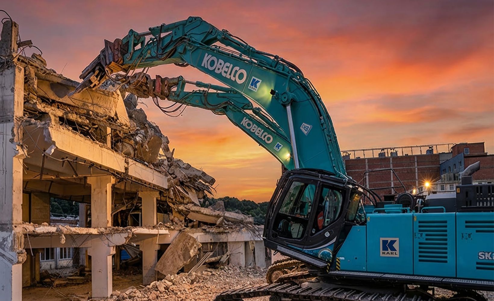 Abbruch KARL-Bau Bagger Kobelco850 SK